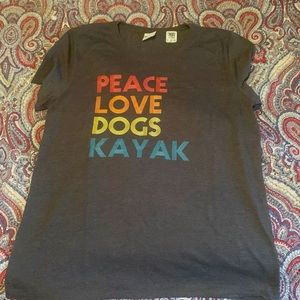 Peace love dogs kayak womens shirt medium